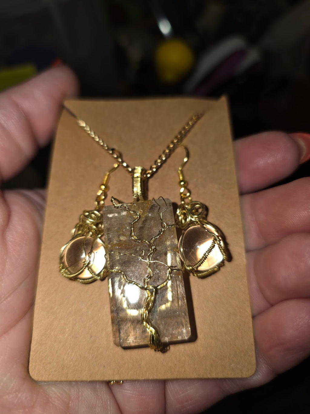 *CUSTOM FOR CHRISTINE M* Rutile Quartz Pendant and Earrings Set