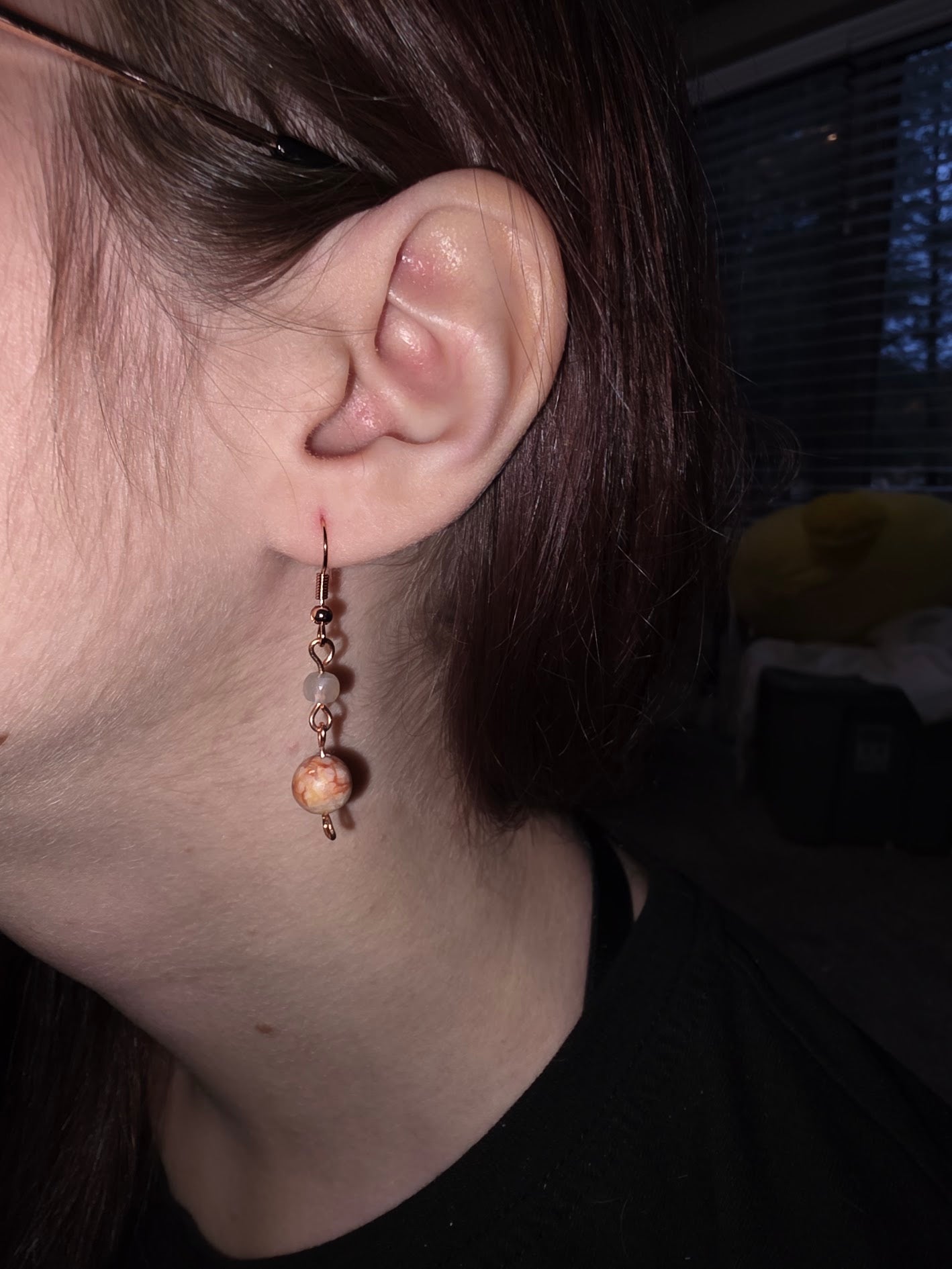 Red Vein Jasper and Rose Quartz Earrings