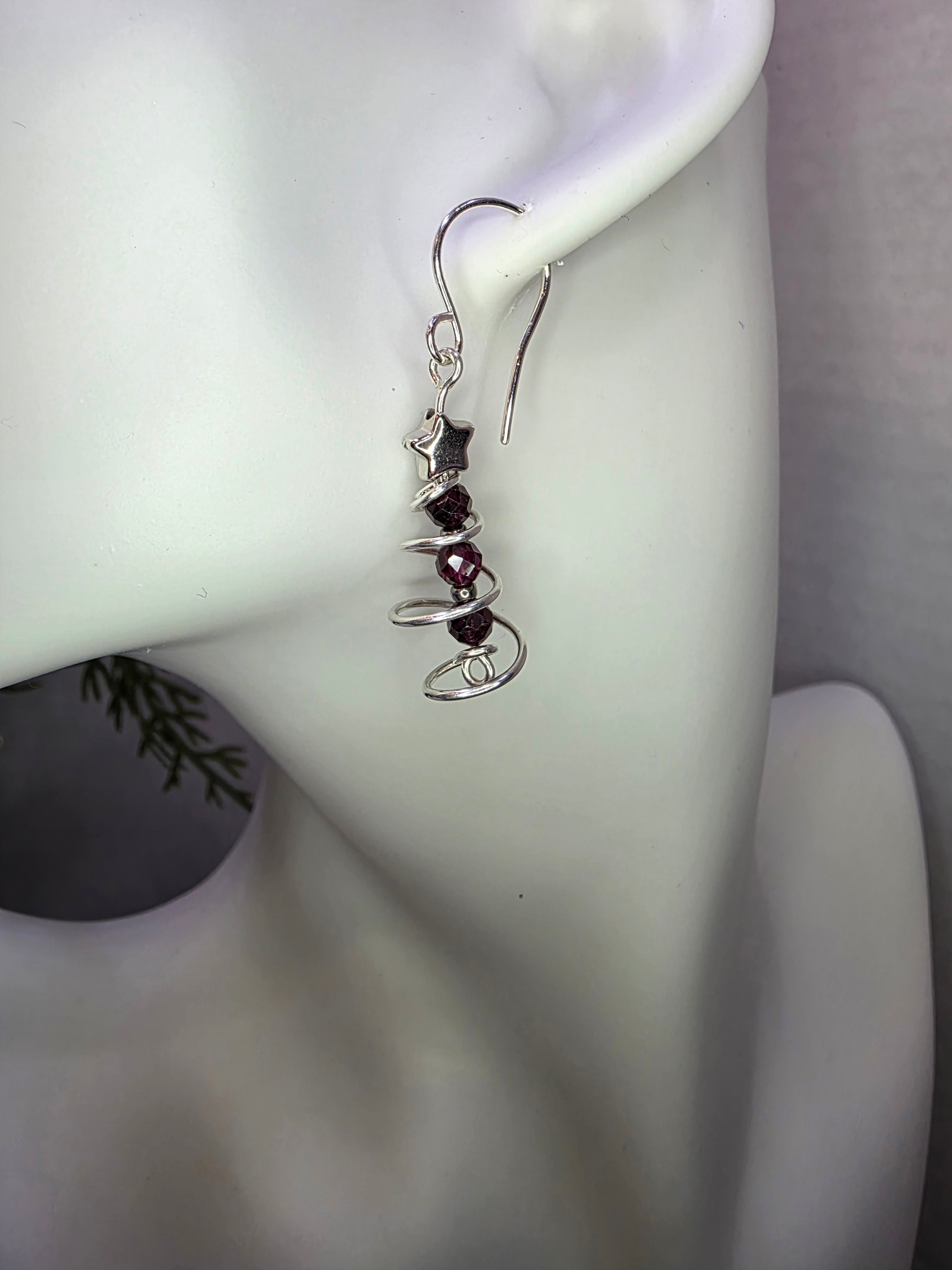 Garnet OR Peridot Wire Wrapped Christmas Tree Earrings