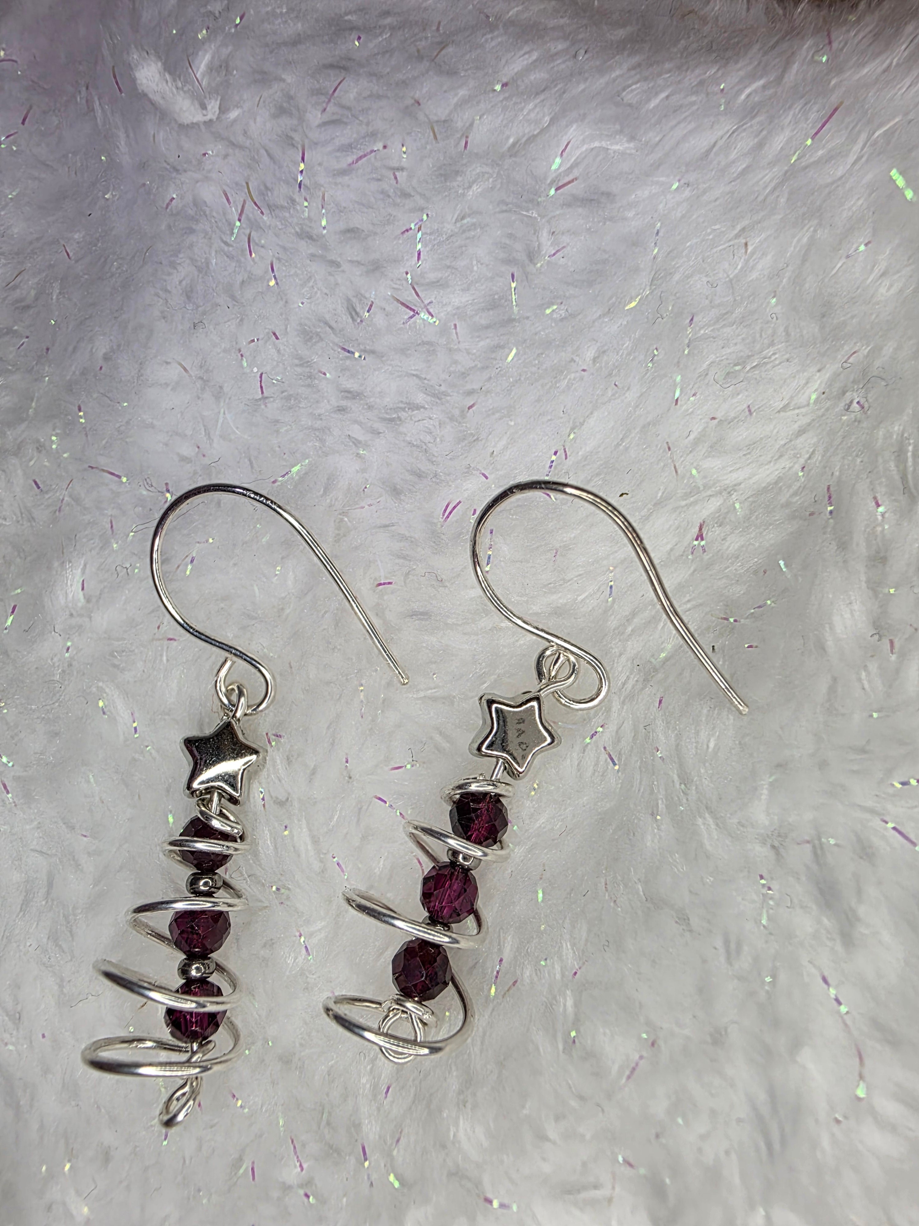 Garnet OR Peridot Wire Wrapped Christmas Tree Earrings