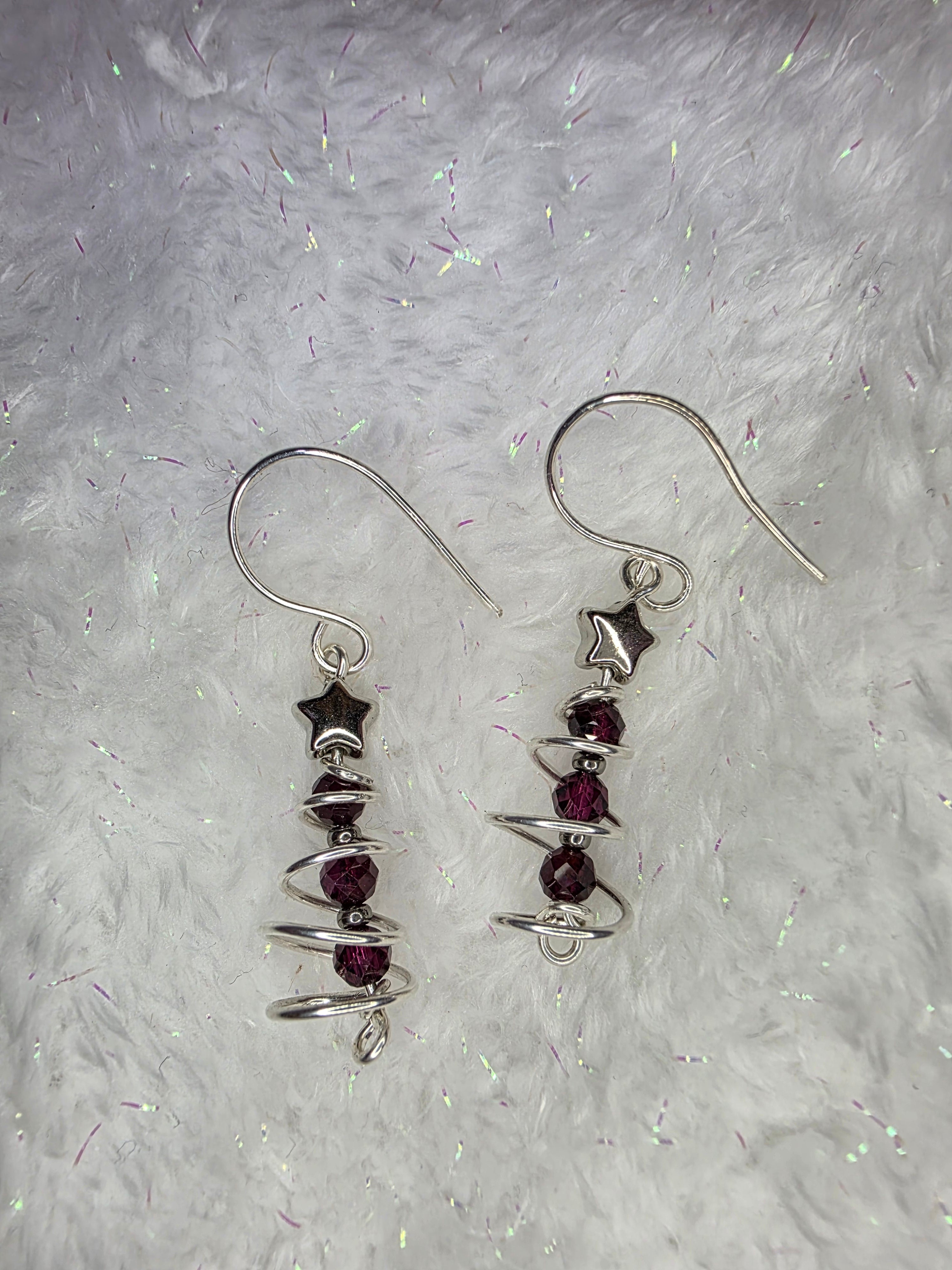 Garnet OR Peridot Wire Wrapped Christmas Tree Earrings