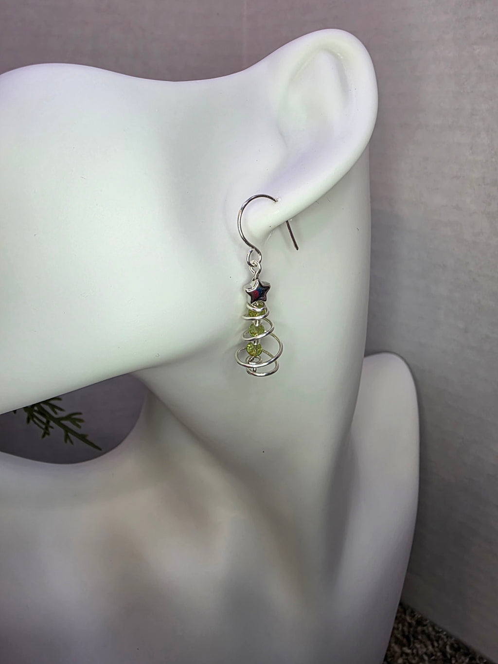 Garnet OR Peridot Wire Wrapped Christmas Tree Earrings