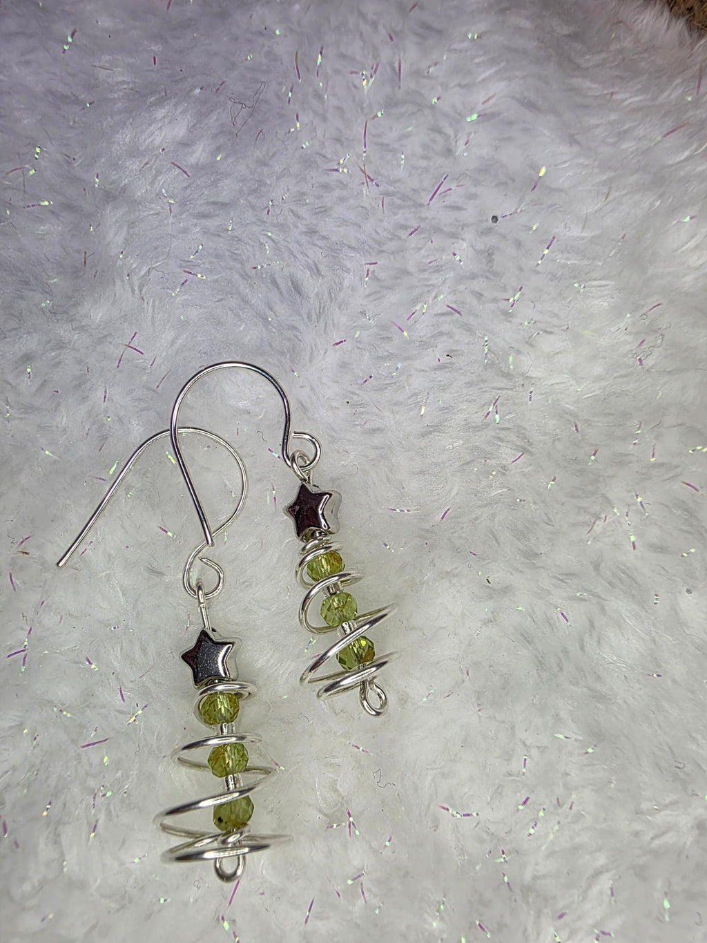 Garnet OR Peridot Wire Wrapped Christmas Tree Earrings