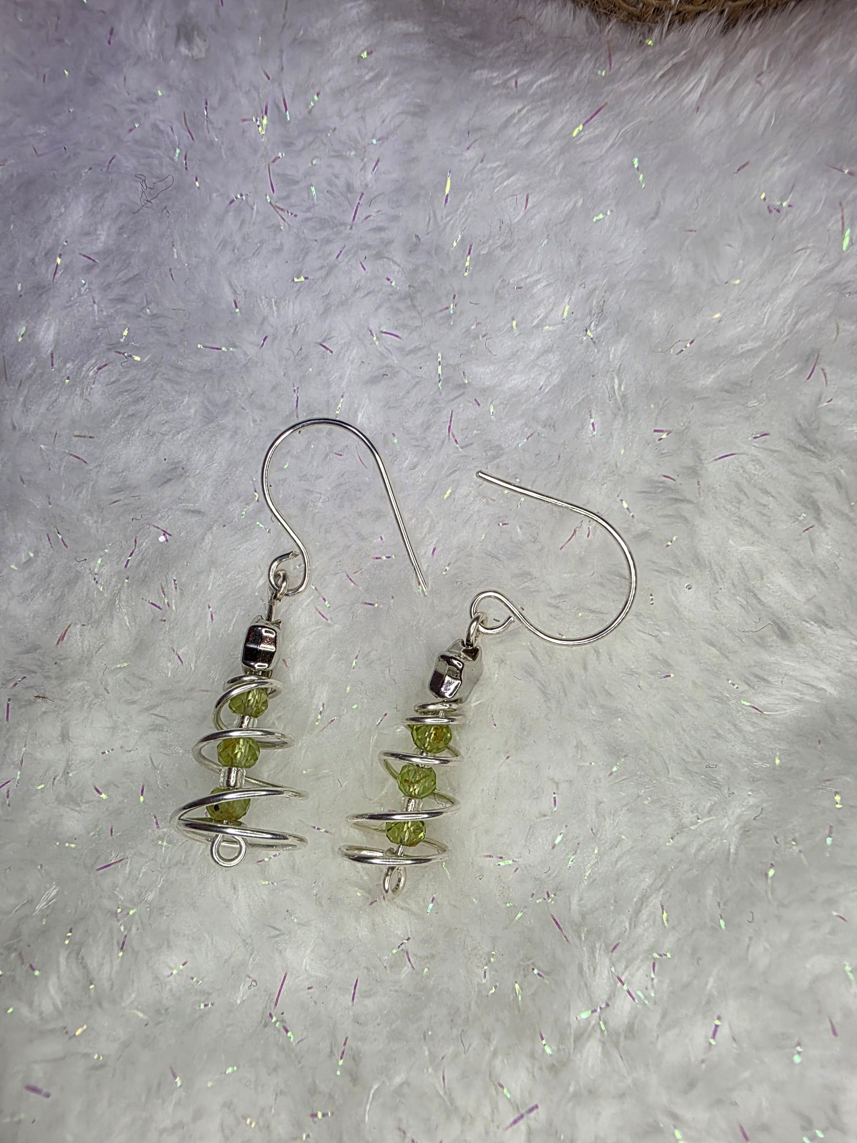 Garnet OR Peridot Wire Wrapped Christmas Tree Earrings