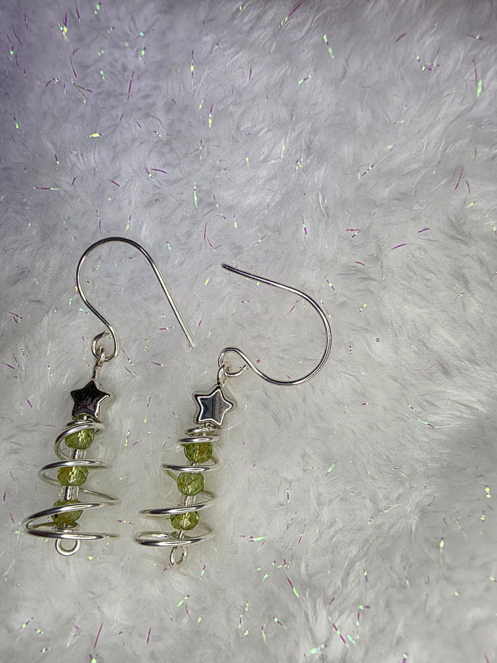 Garnet OR Peridot Wire Wrapped Christmas Tree Earrings