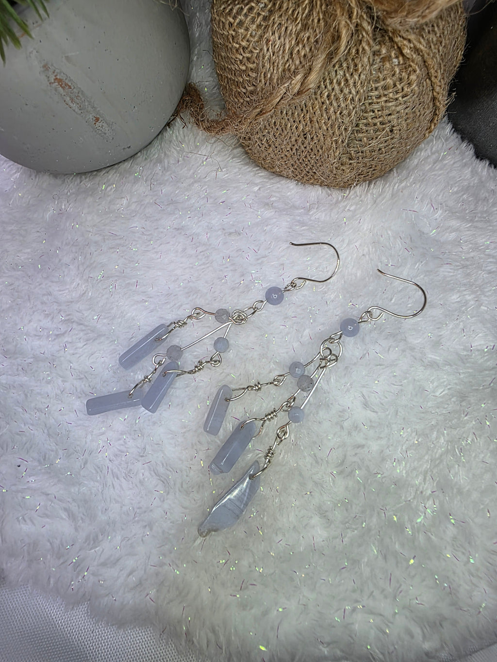 Blue Lace Agate Sterling Silver Dangle Earrings