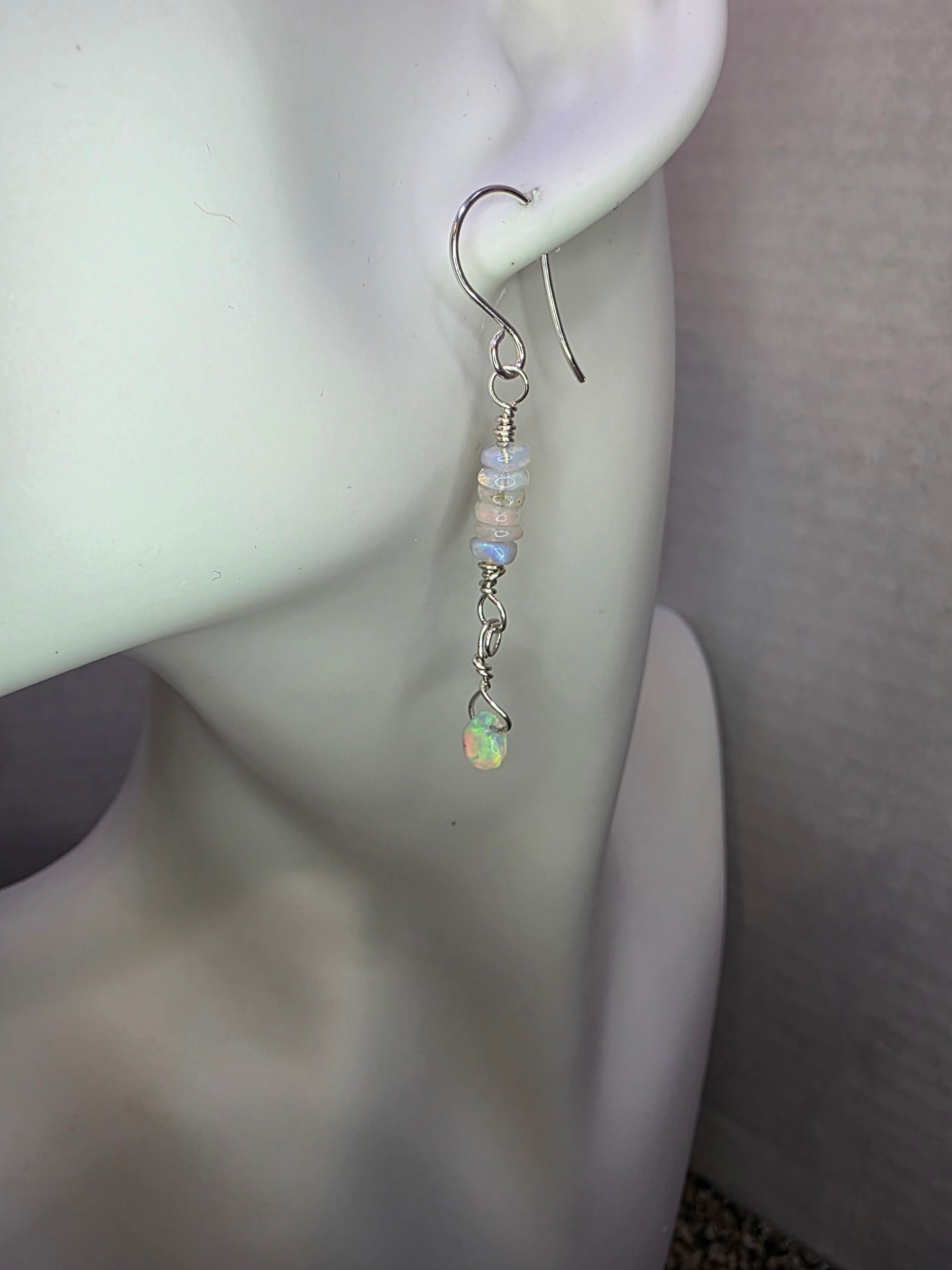 Sterling Silver Opal Drop Earrings Welo Ethiopian Opal