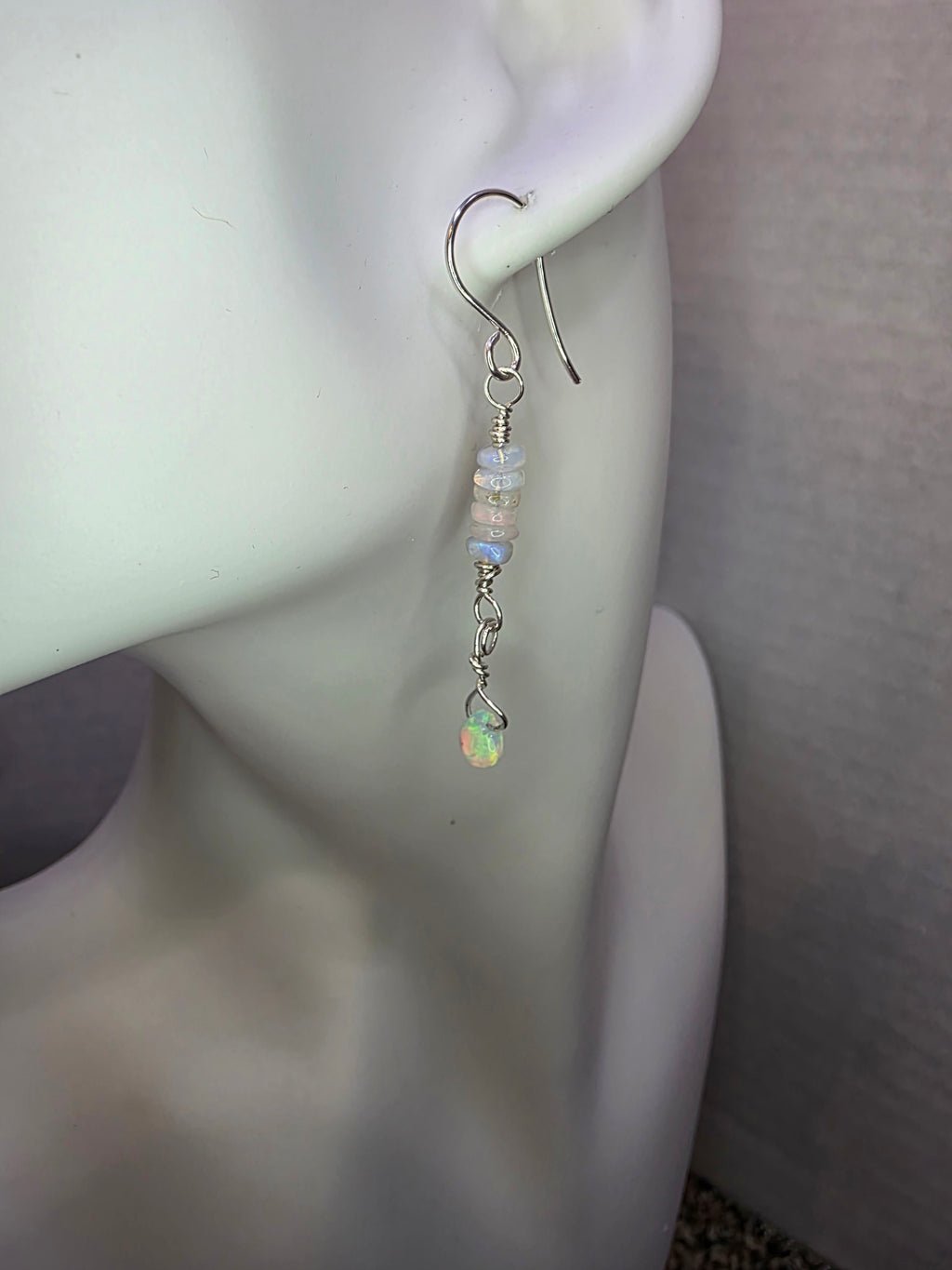 Sterling Silver Opal Drop Earrings Welo Ethiopian Opal