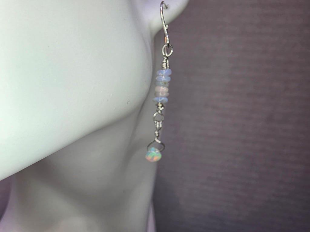 Sterling Silver Opal Drop Earrings Welo Ethiopian Opal