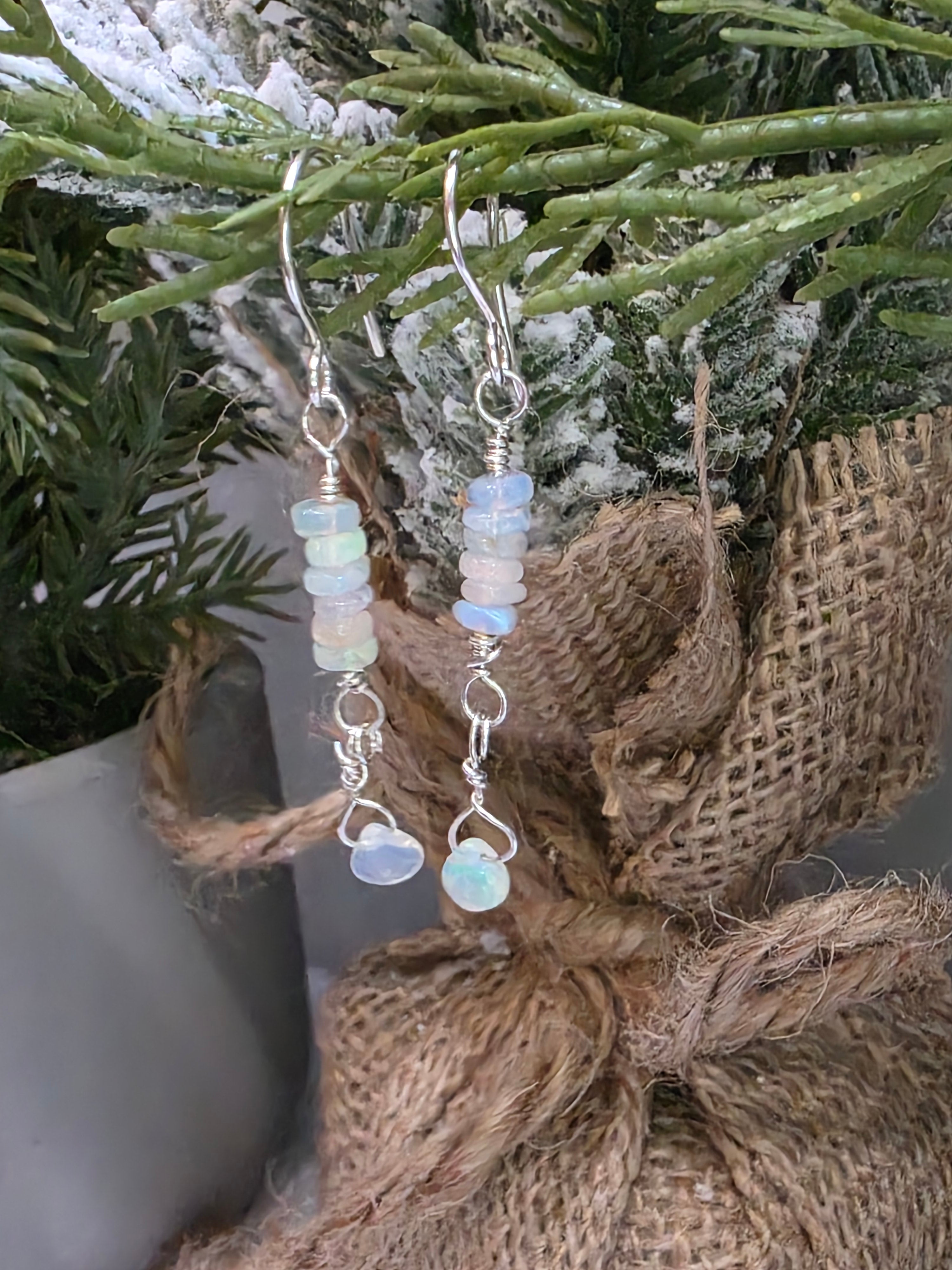 Sterling Silver Opal Drop Earrings Welo Ethiopian Opal