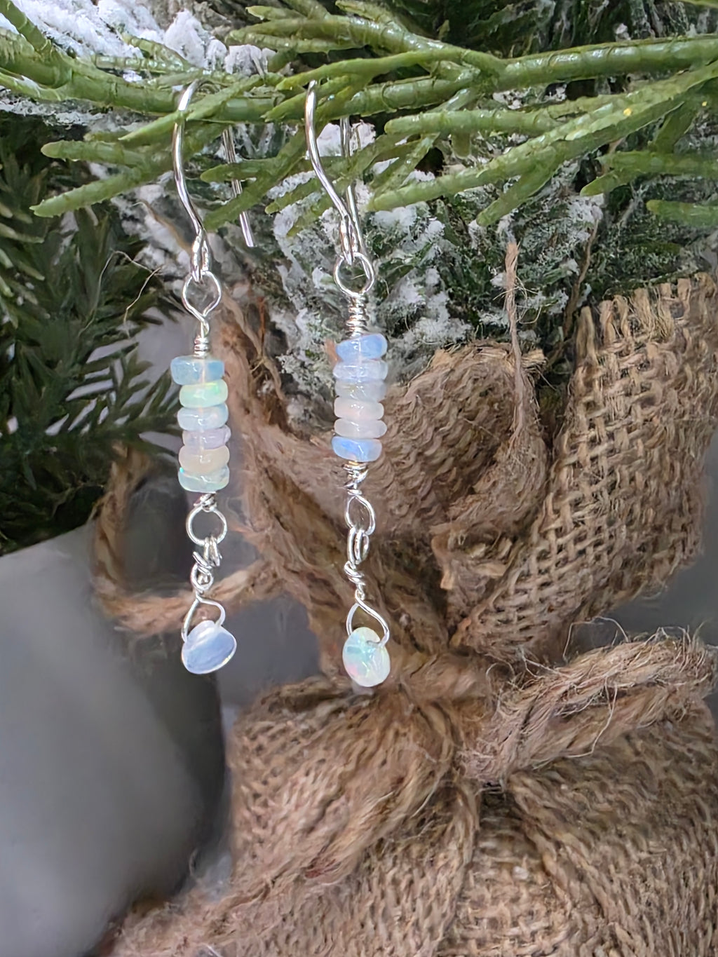 Sterling Silver Opal Drop Earrings Welo Ethiopian Opal