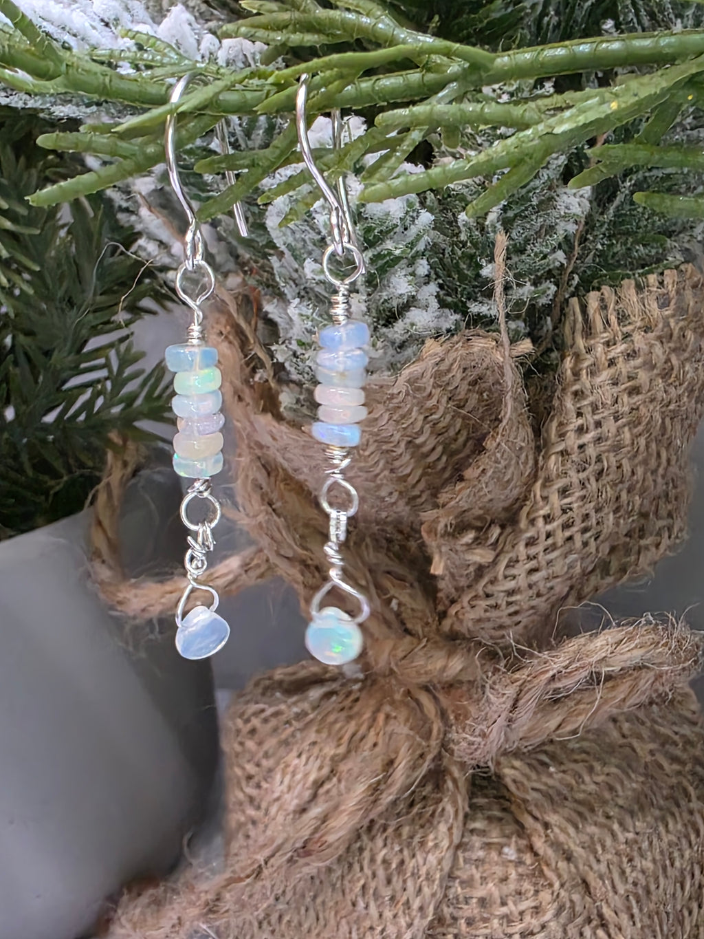 Sterling Silver Opal Drop Earrings Welo Ethiopian Opal