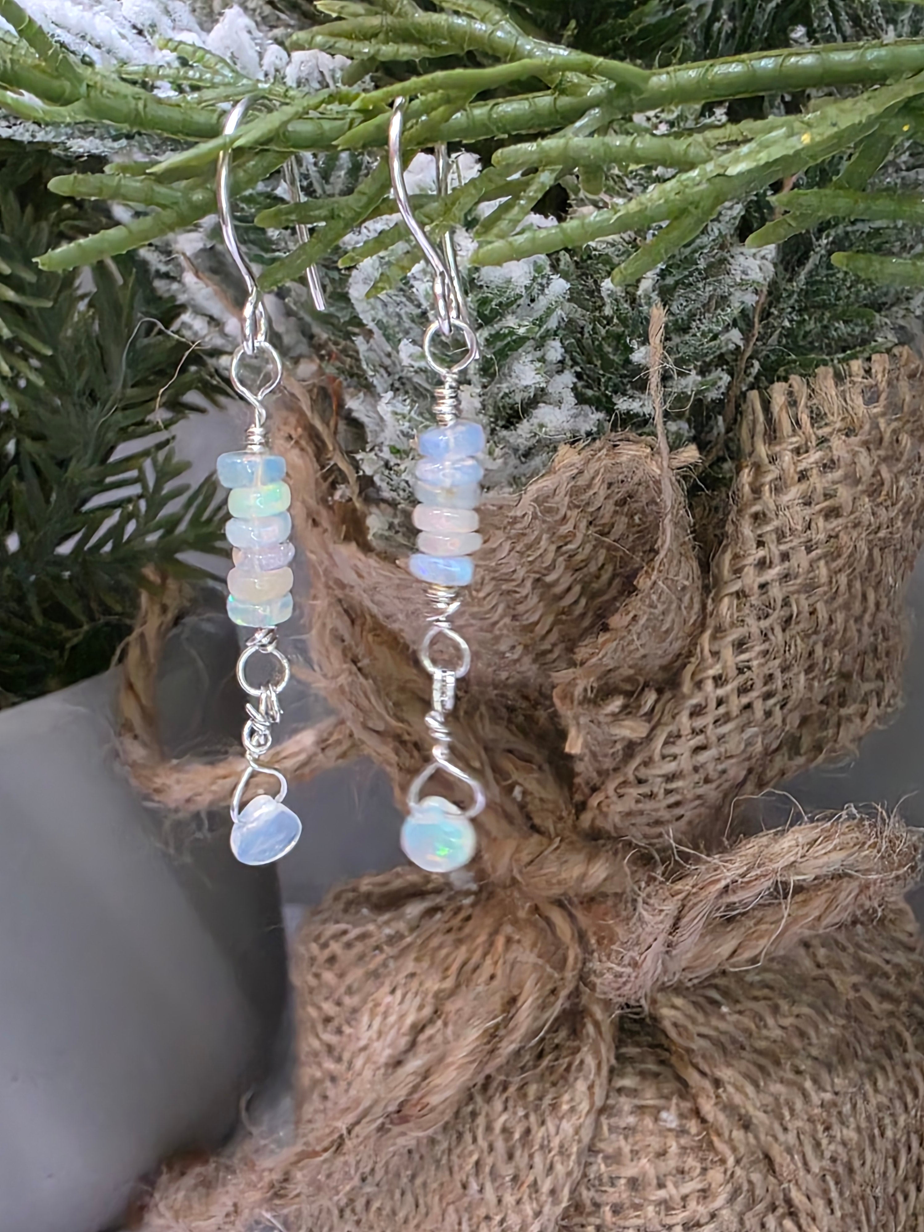 Sterling Silver Opal Drop Earrings Welo Ethiopian Opal