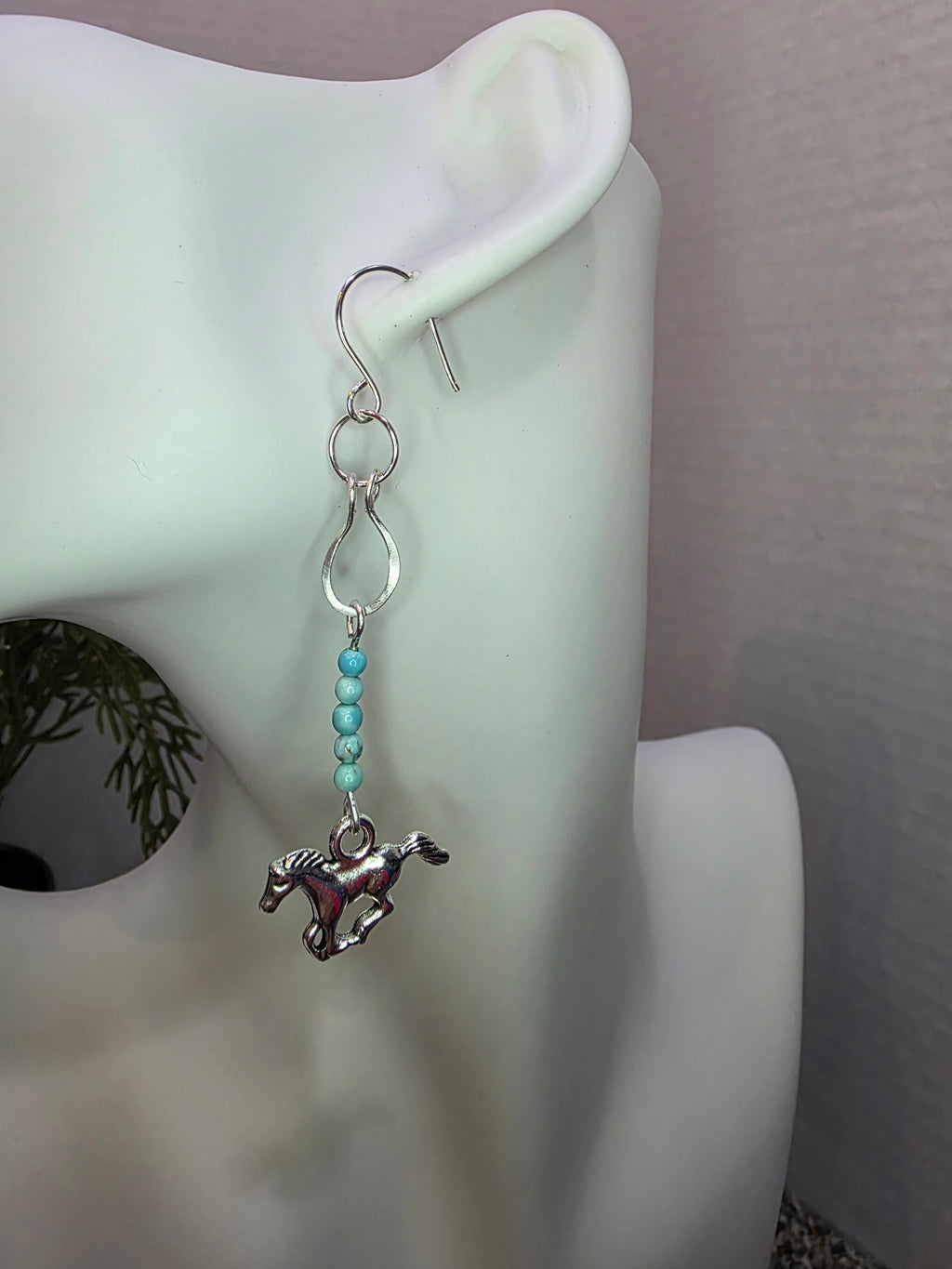 Handmade Horse Charm Horse Shoe Sterling Silver Earrings