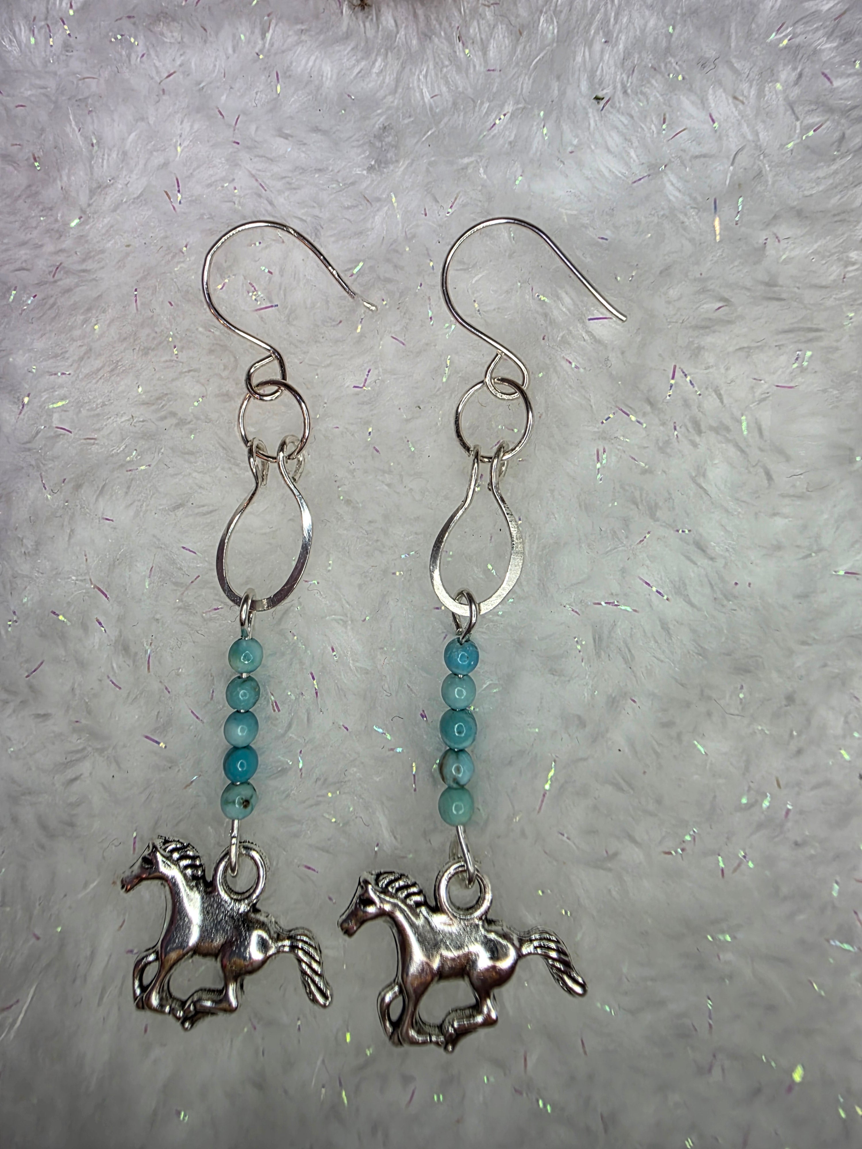 Handmade Horse Charm Horse Shoe Sterling Silver Earrings