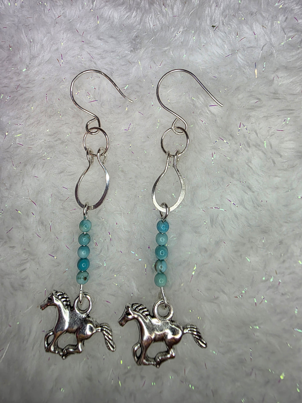 Handmade Horse Charm Horse Shoe Sterling Silver Earrings