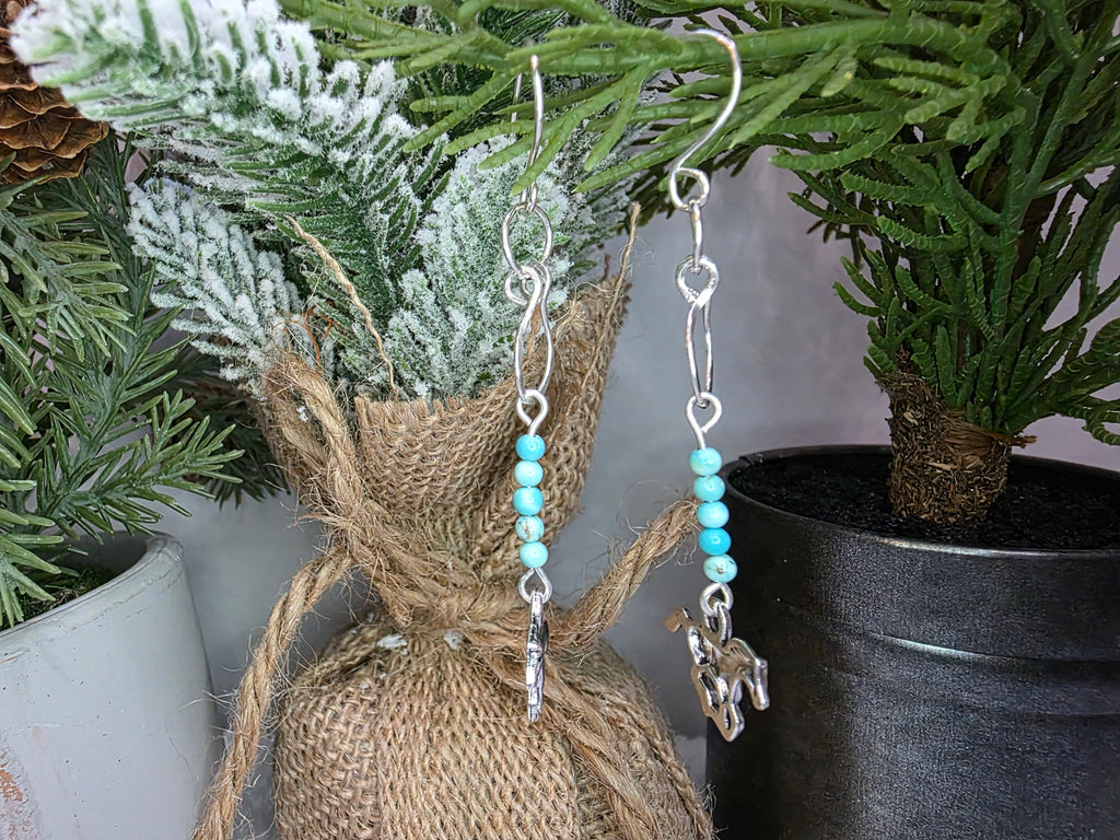 Handmade Horse Charm Horse Shoe Sterling Silver Earrings