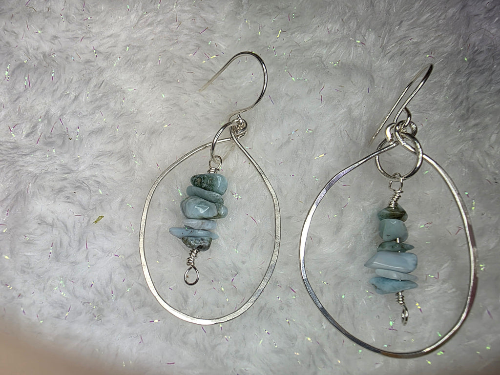 Larimar Drop Inside Sterling Silver Hoop Earrings