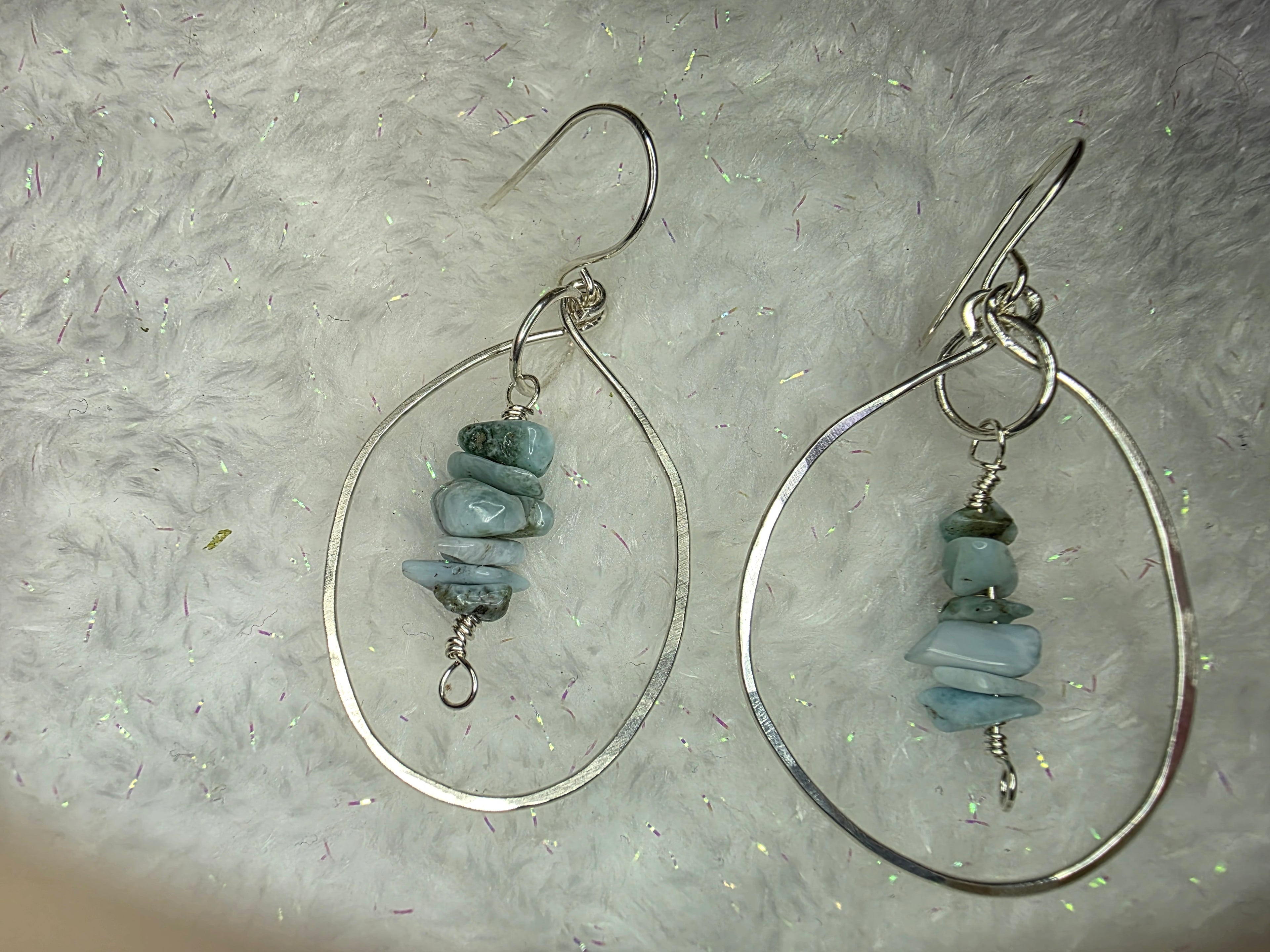 Larimar Drop Inside Sterling Silver Hoop Earrings
