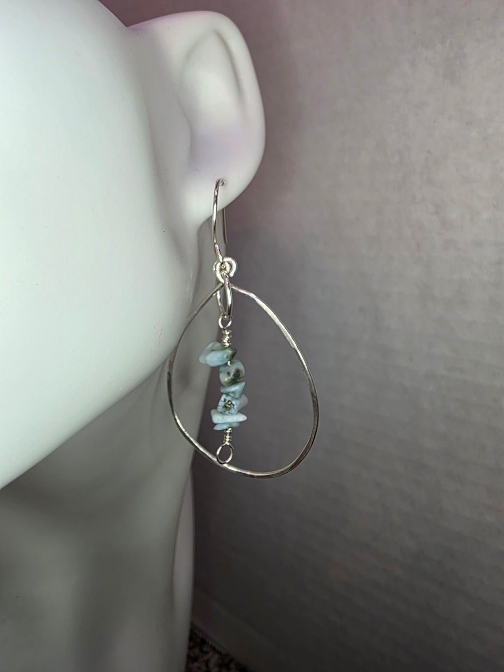 Larimar Drop Inside Sterling Silver Hoop Earrings