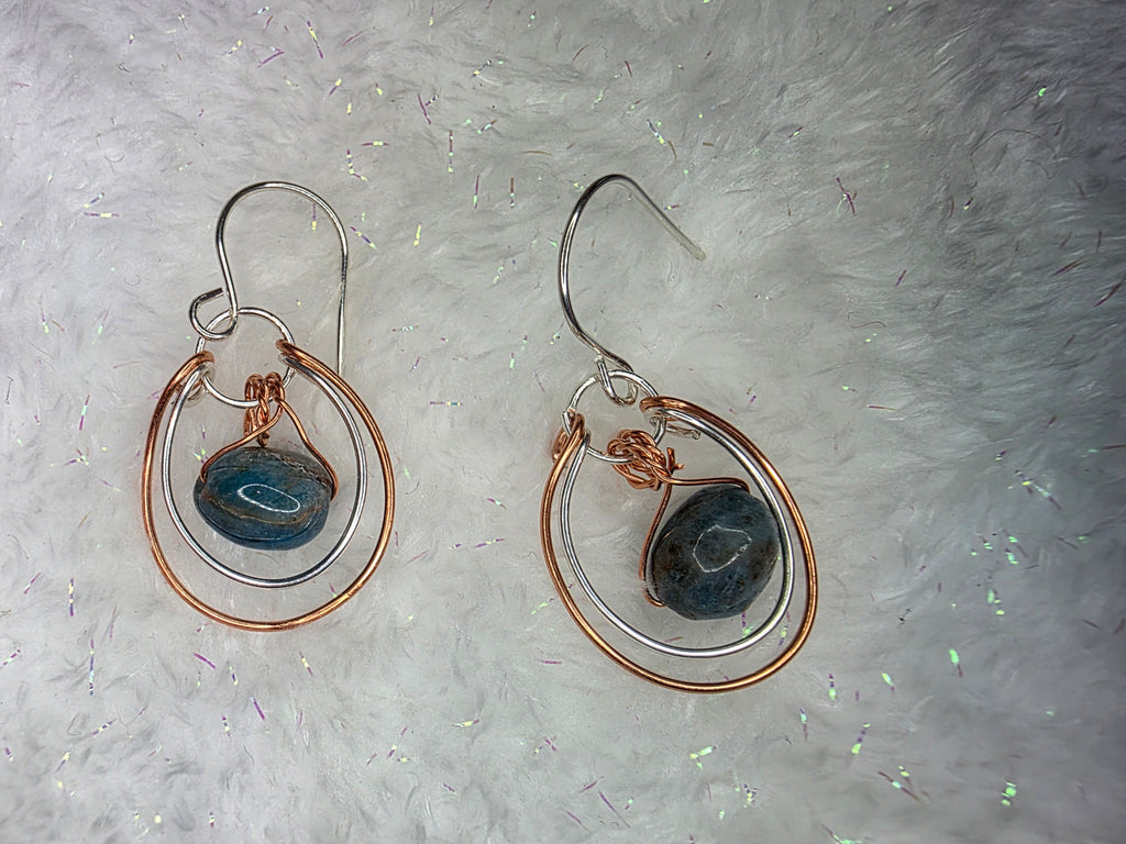 Mixed Metal Blue Apatite Drop Dangle Earrings