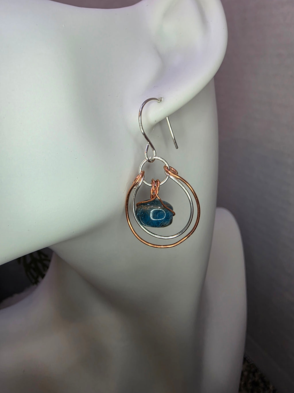 Mixed Metal Blue Apatite Drop Dangle Earrings