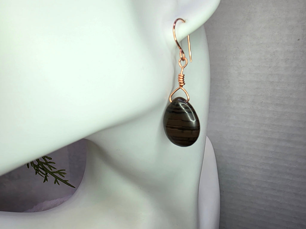 Copper Coffee Jasper Teardrop Earrings