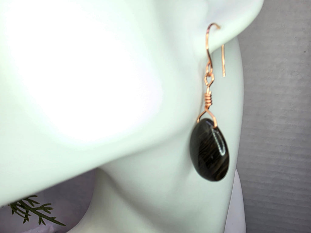 Copper Coffee Jasper Teardrop Earrings