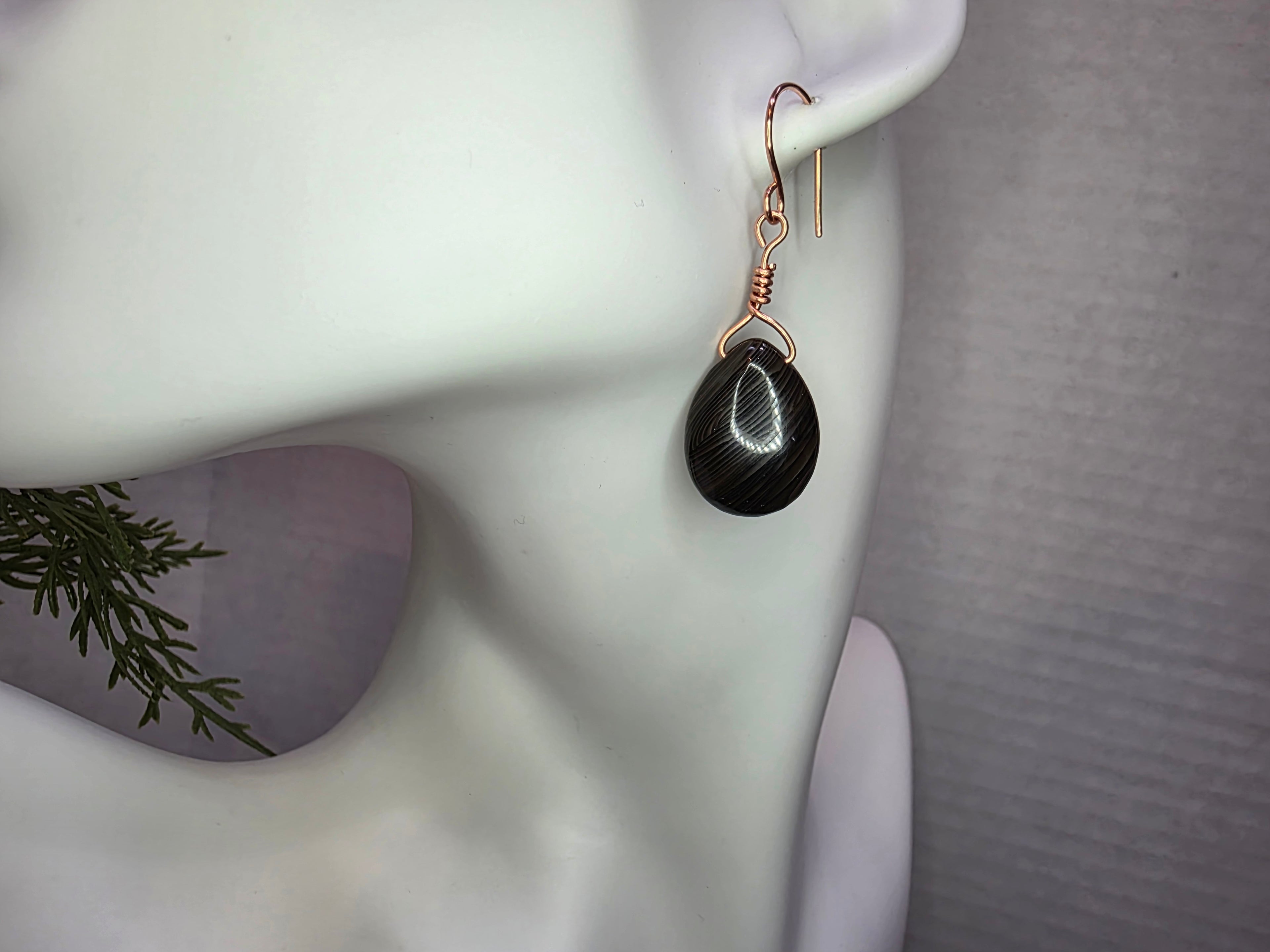 Copper Coffee Jasper Teardrop Earrings