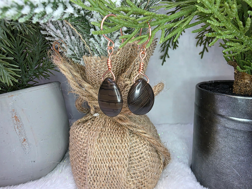 Copper Coffee Jasper Teardrop Earrings