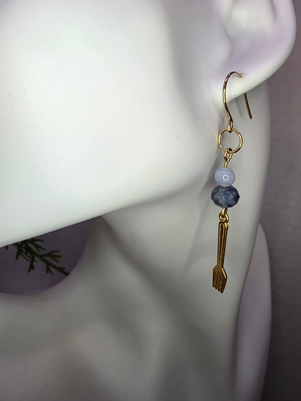 Sodalite and Blue Lace Agate Silverware Earrings