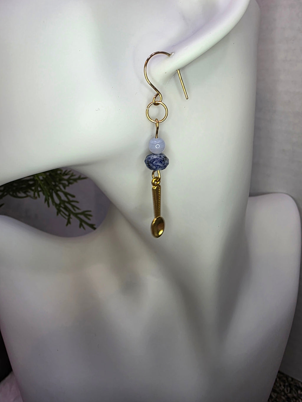 Sodalite and Blue Lace Agate Silverware Earrings