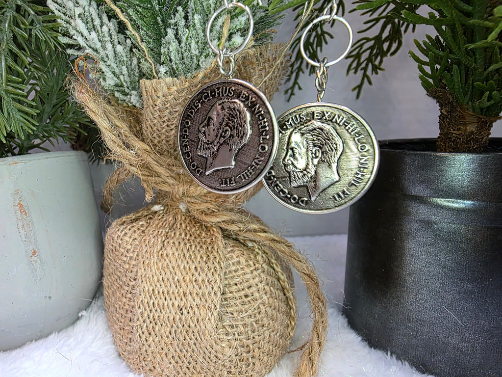 Vintage "Coin" Button Earrings with Stainless Steel Wire on Sterling Silver Hooks