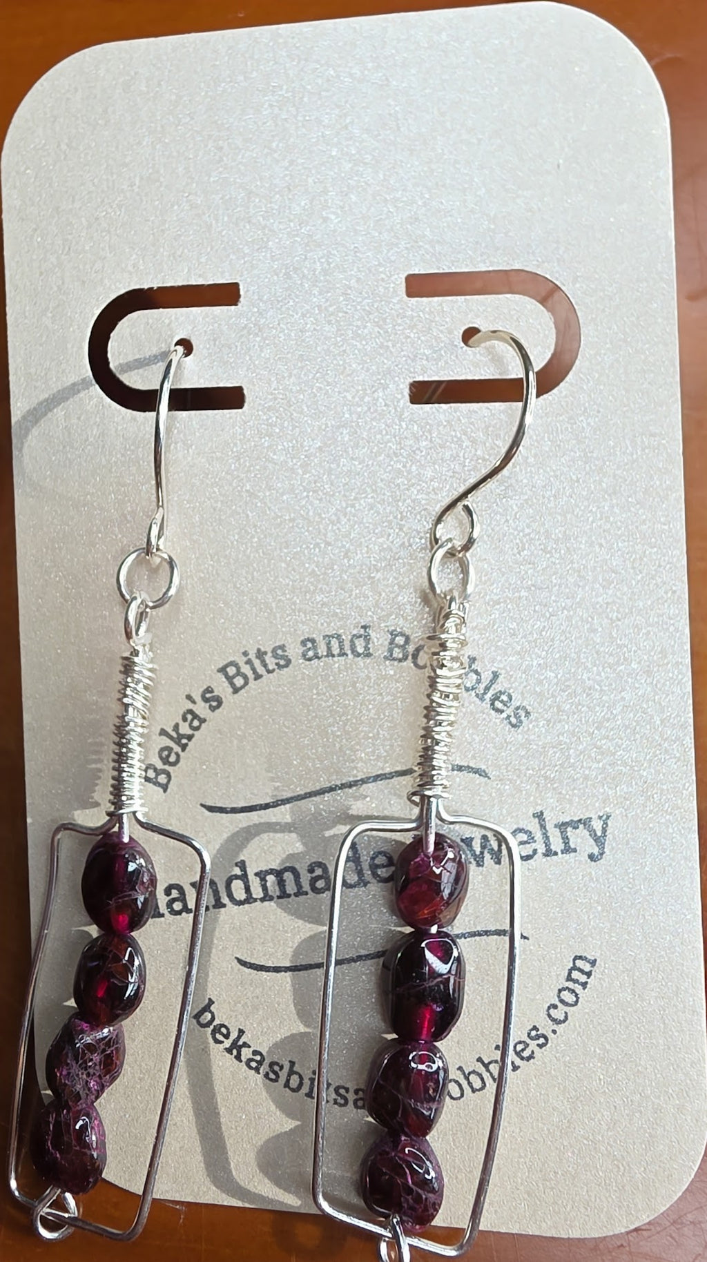Garnet Sterling Silver Wire Wrapped "Red Wine if Fine" Wine Bottle Earrings