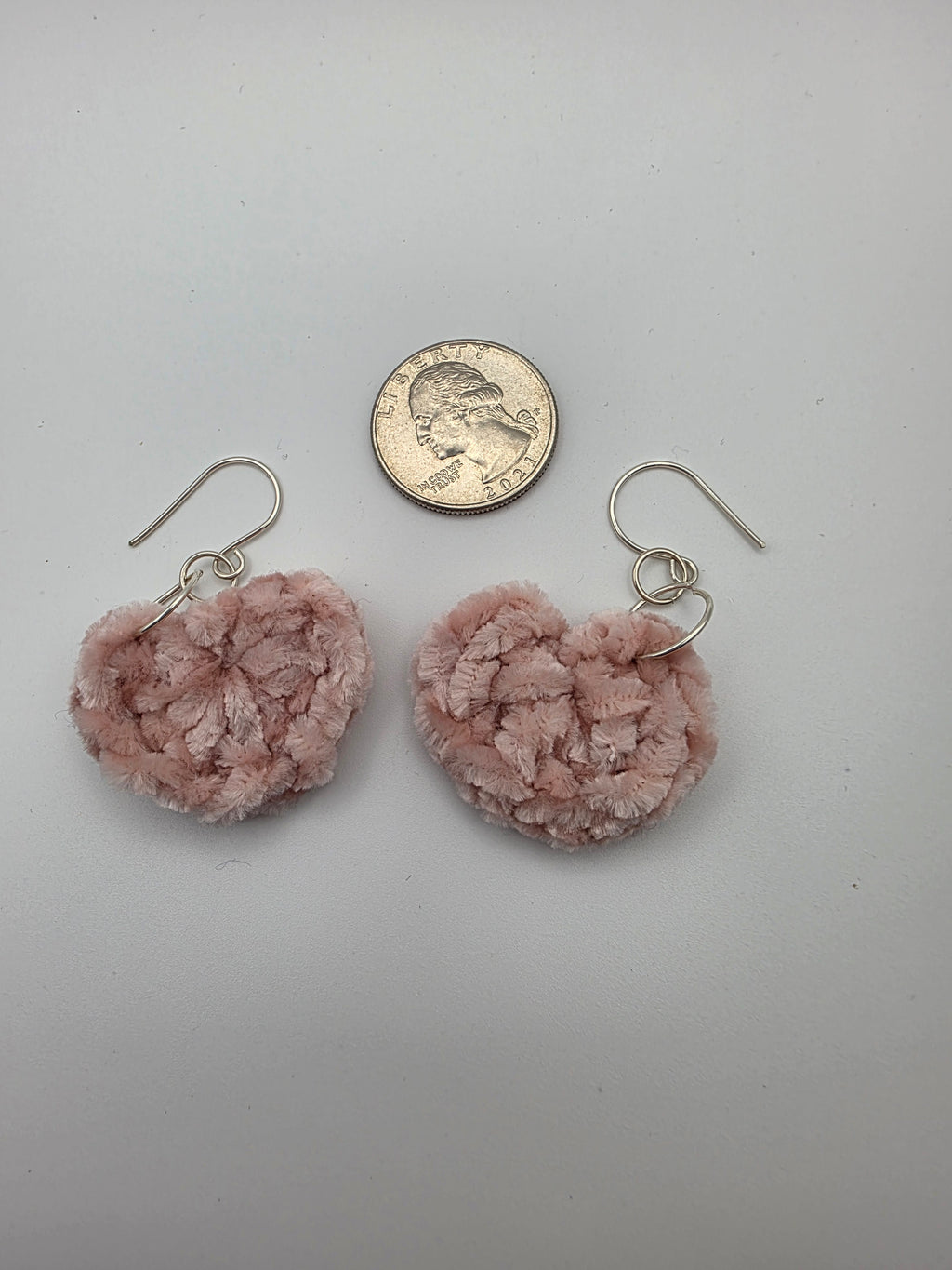 Fuzzy Soft Velvet Yarn Heart Earrings on Sterling Silver Hooks - Perfect for Valentine's Day!