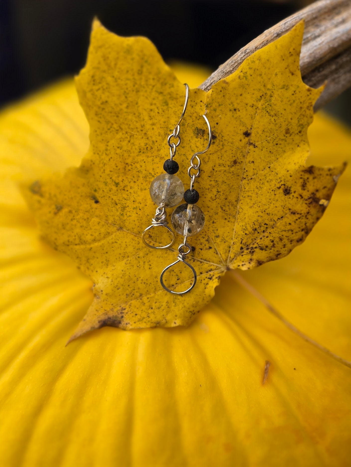 Garden Quartz and Lava earrings