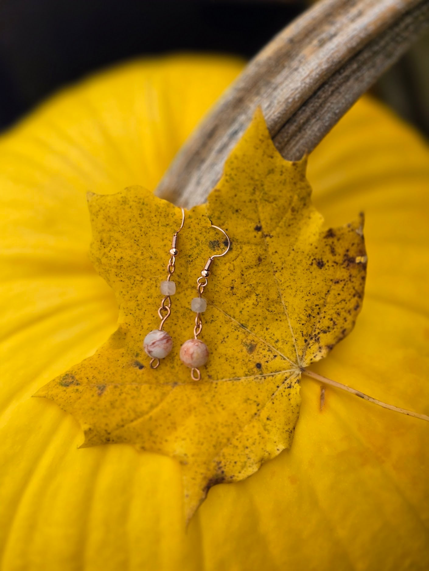 Red Vein Jasper and Rose Quartz Earrings