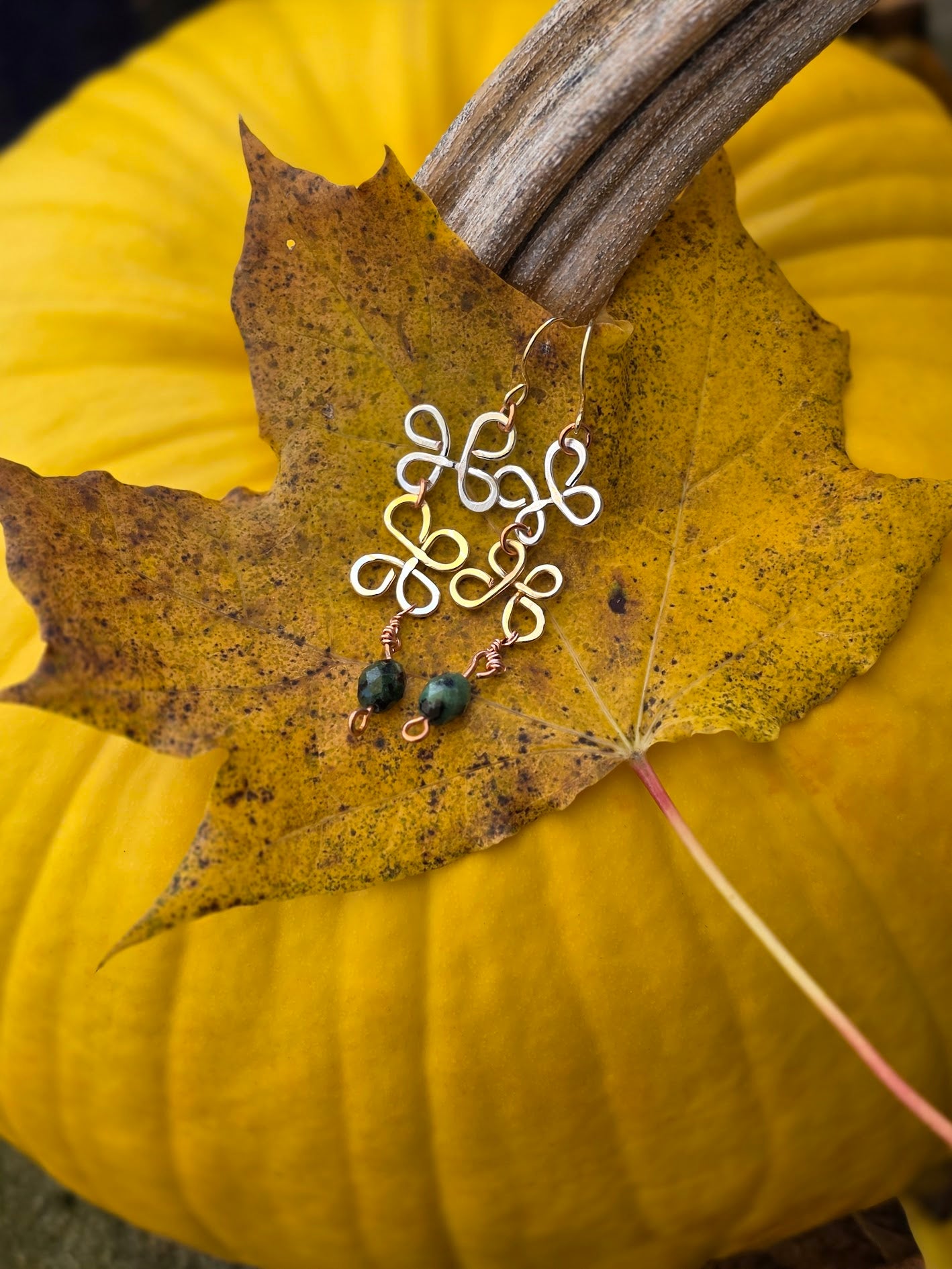 Mixed Metal Clover/Butterfly and Ruby in Zoisite Earrings