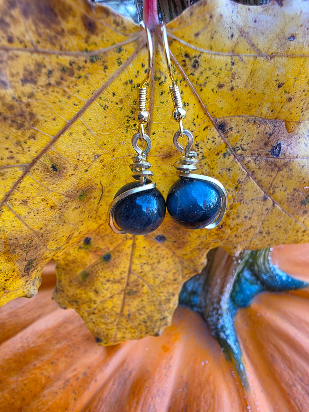 Blue and Gold Tigers Eye Earrings
