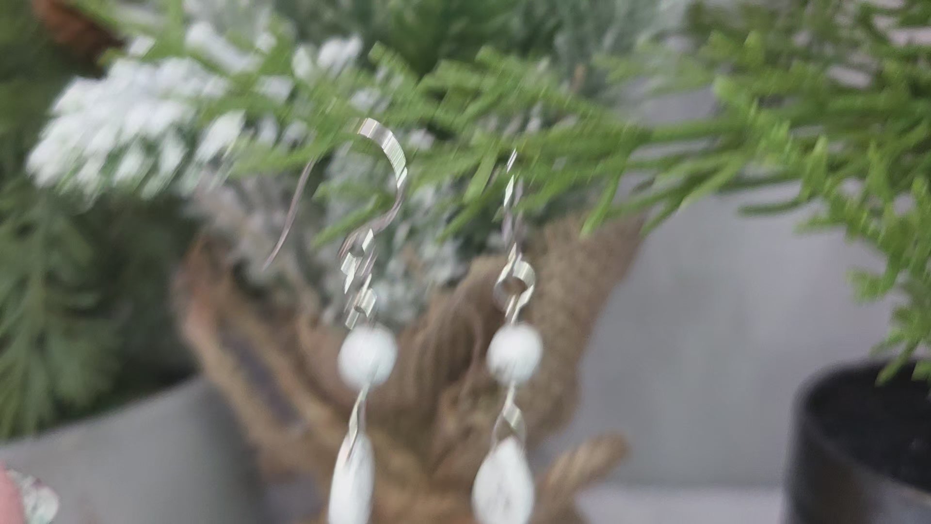 Howlite Teardrop Dangle Earrings on Sterling Silver Hooks
