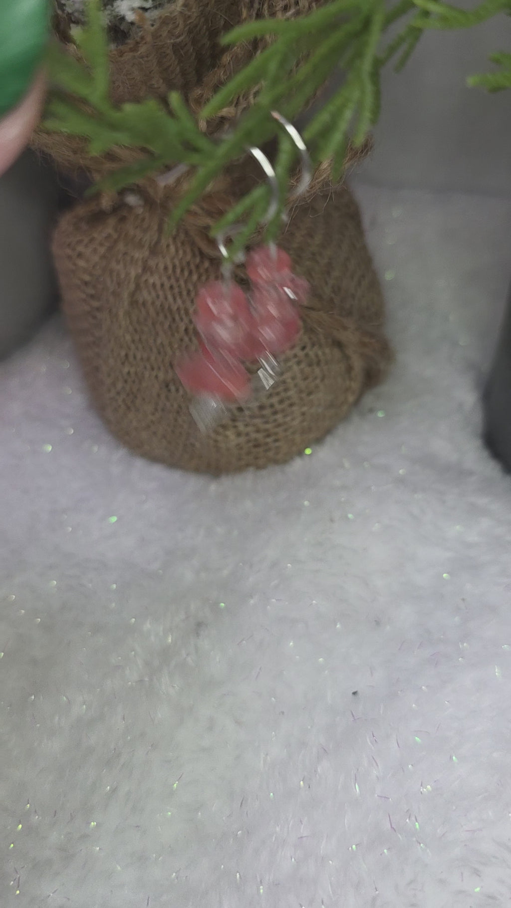 Sterling Silver Watermelon Quartz Earrings with Spiral Detail