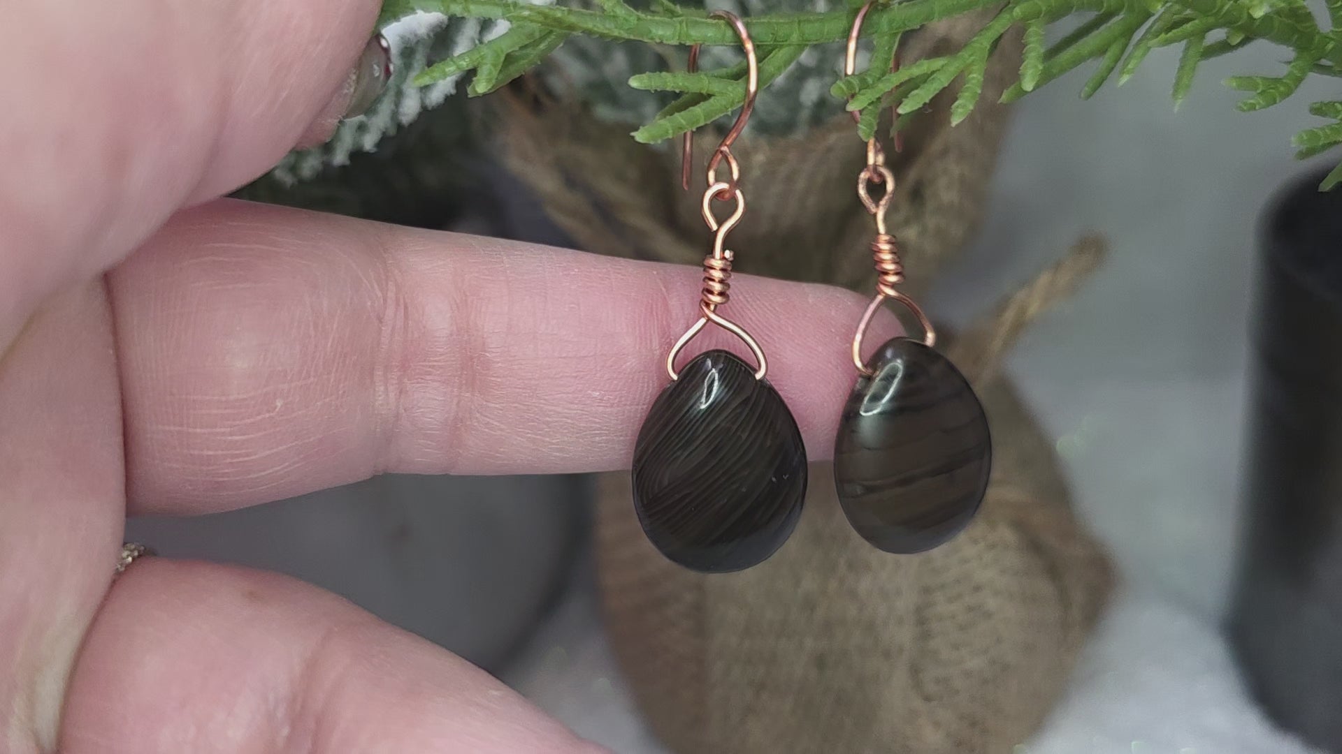 Copper Coffee Jasper Teardrop Earrings