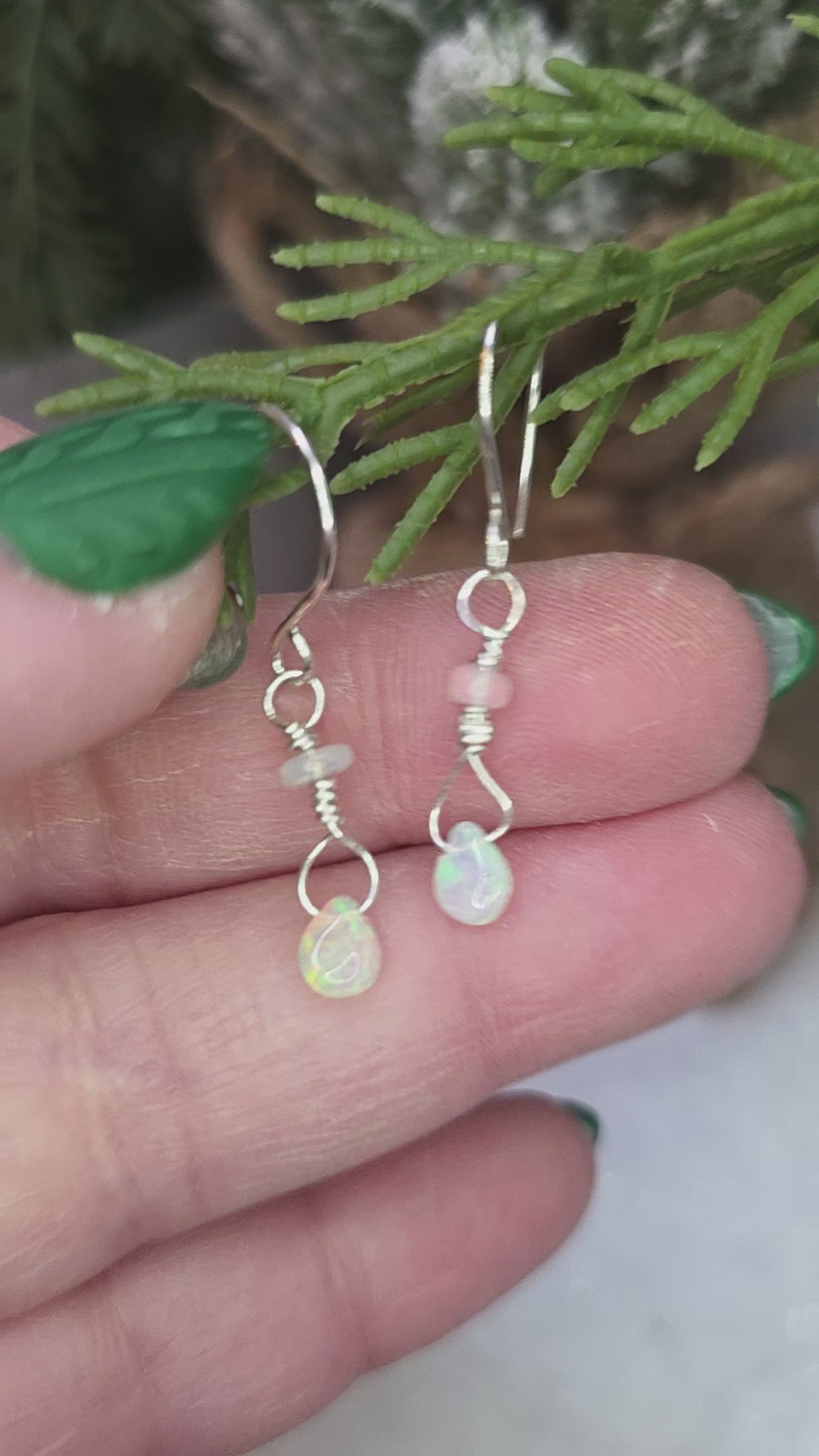 Delicate Welo Opal Teardrop Earrings On Sterling Silver Hooks