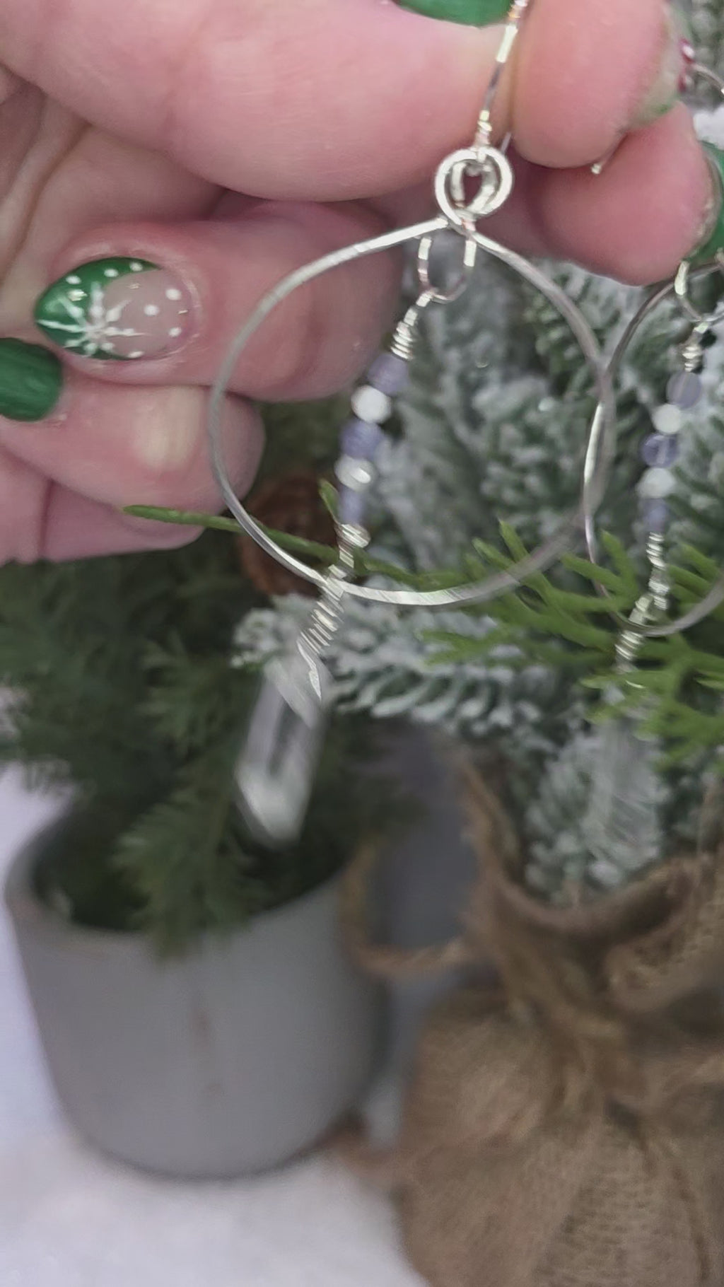 Tanzanite and Quartz Dangle Drop Earrings with Clear Quartz Double Point Drops